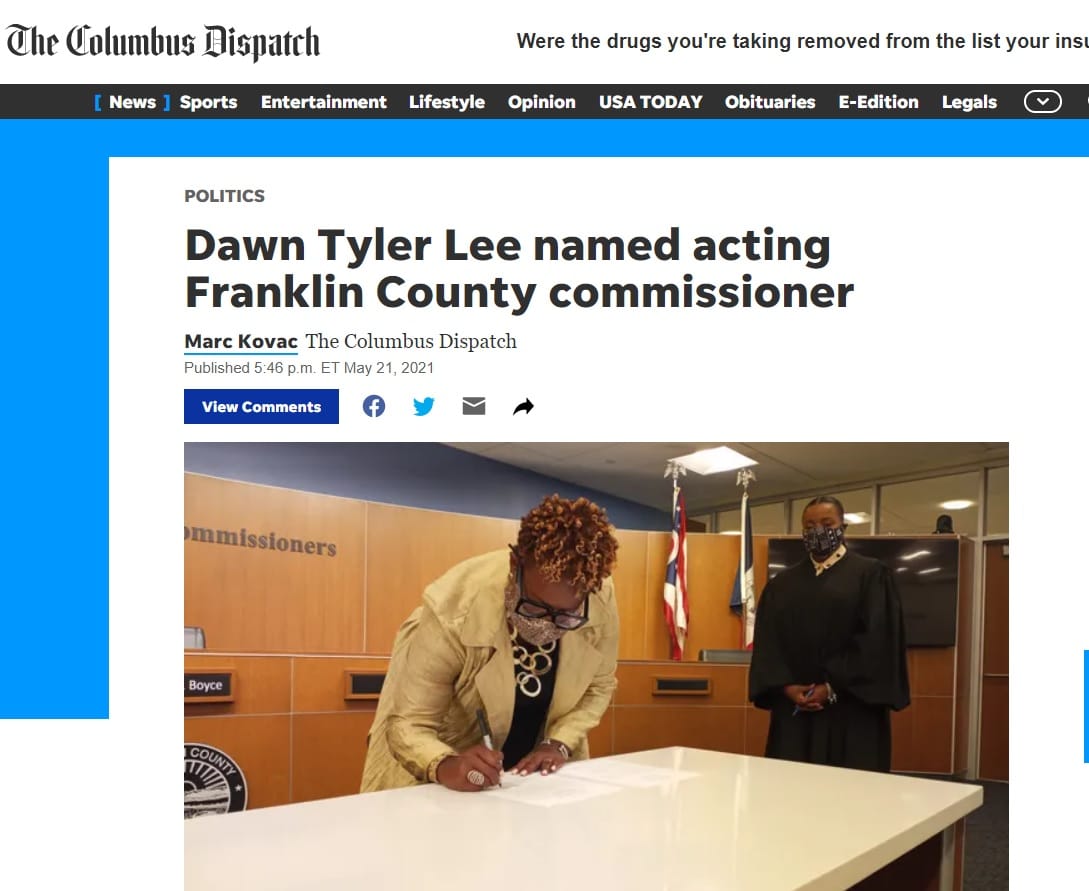 Link to Columbus Dispatch - Dawn Tyler Lee named acting Franklin County commissioner